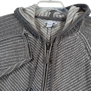 Carbon 2 Cobalt Zip Hoodie Womens XL Grey Textured Cotton Knit Sweater Jacket